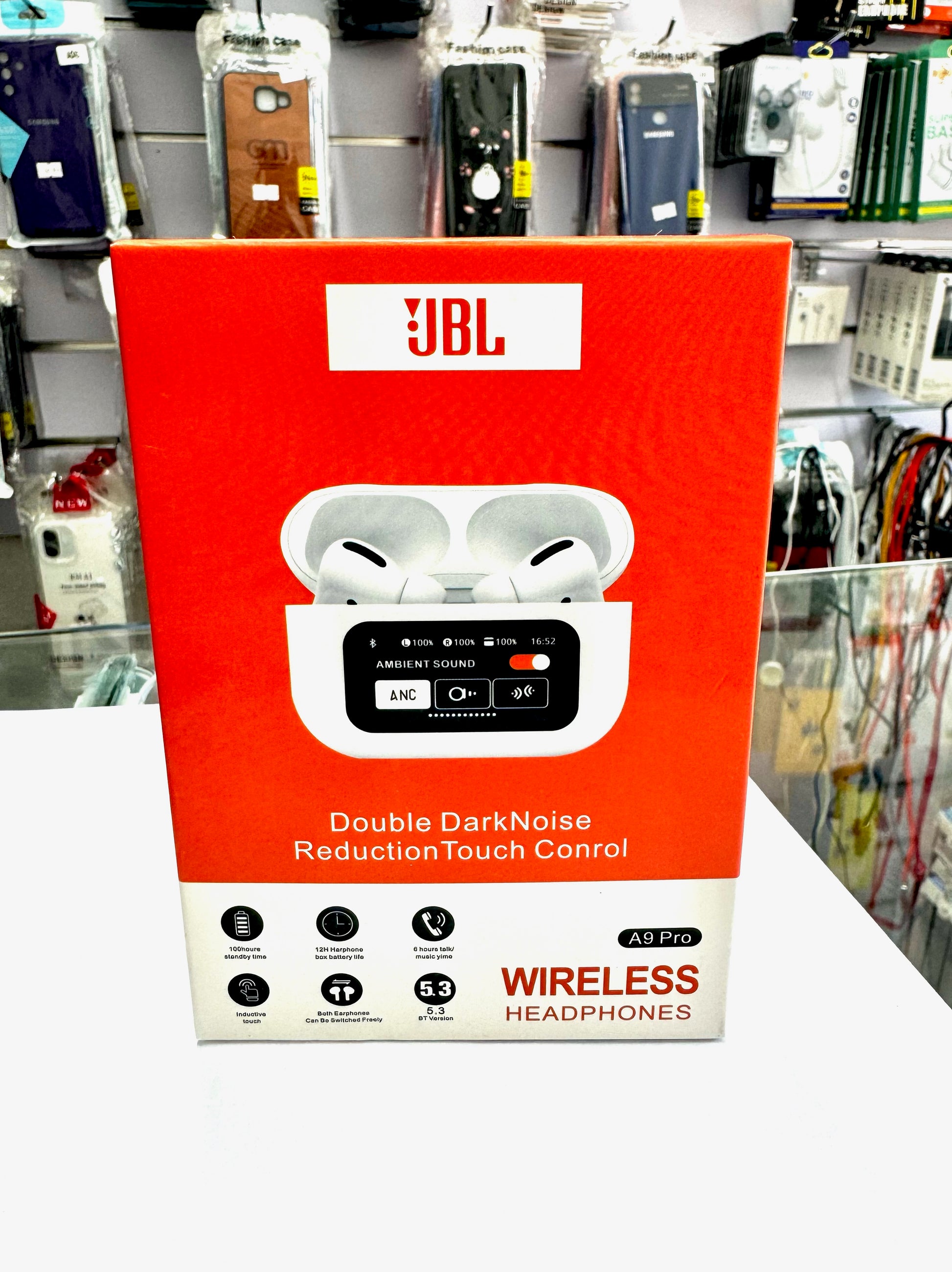 2024 Newest Design JBL A9 Pro Color LED Touch Screen Noise Cancelling BT Long Battery Life ENC Earbuds with Waterproof Wireless AirPods