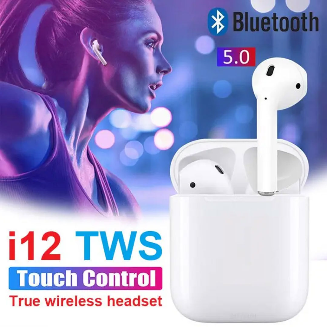 i12 Airpods TWS Bluetooth Earphone Headset Airpods Pro Full Set with Box True Wireless Bluetooth Headset 5.0 Touch Control Earbuds for Android and iOS Mobile Phones
