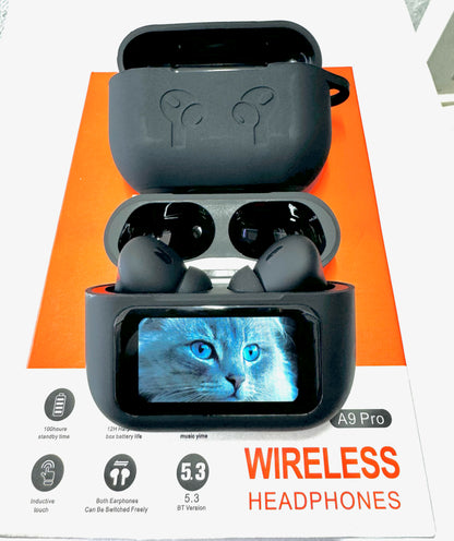 2024 Newest Design JBL A9 Pro Color LED Touch Screen Noise Cancelling BT Long Battery Life ENC Earbuds with Waterproof Wireless AirPods